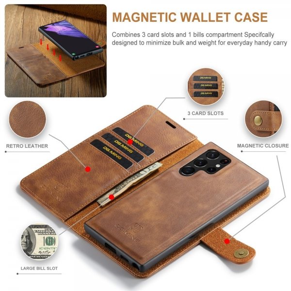 Dg.Ming Samsung Galaxy S26 Ultra Etui med Aftageligt Cover Brun