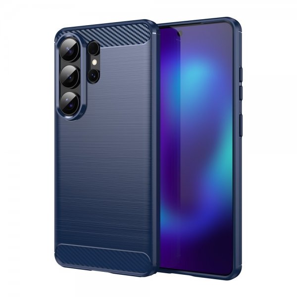 Samsung Galaxy S26 Ultra Cover Børstet Kulfibertekstur Blå
