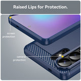 Samsung Galaxy S26 Ultra Cover Børstet Kulfibertekstur Blå
