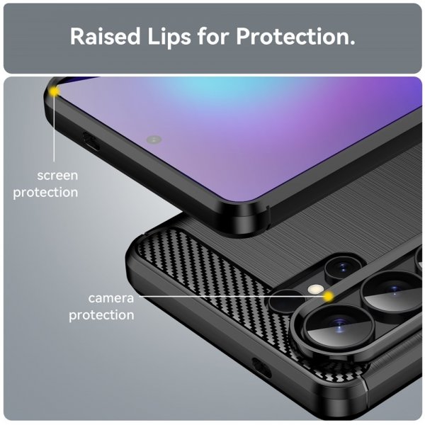 Samsung Galaxy S26 Ultra Cover Børstet Kulfibertekstur Sort