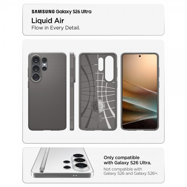 Spigen Samsung Galaxy S26 Ultra Cover Liquid Air Marble Gray