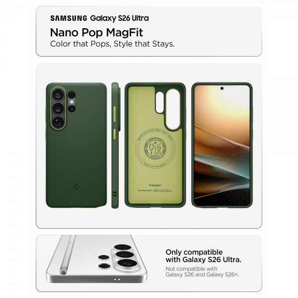Spigen Samsung Galaxy S26 Ultra Cover Nano Pop MagFit Avo Green