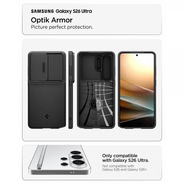 Spigen Samsung Galaxy S26 Ultra Cover Optik Armor Sort