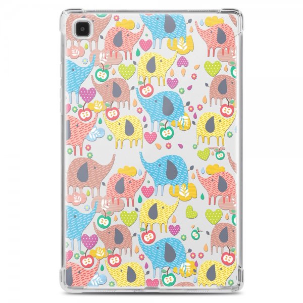 Samsung Galaxy Tab A7 Cover Motiv Farverige Elefanter