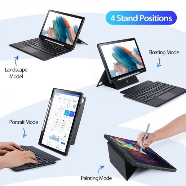 Dux Ducis Samsung Galaxy Tab A8 Etui Aftageligt Tastatur Sort