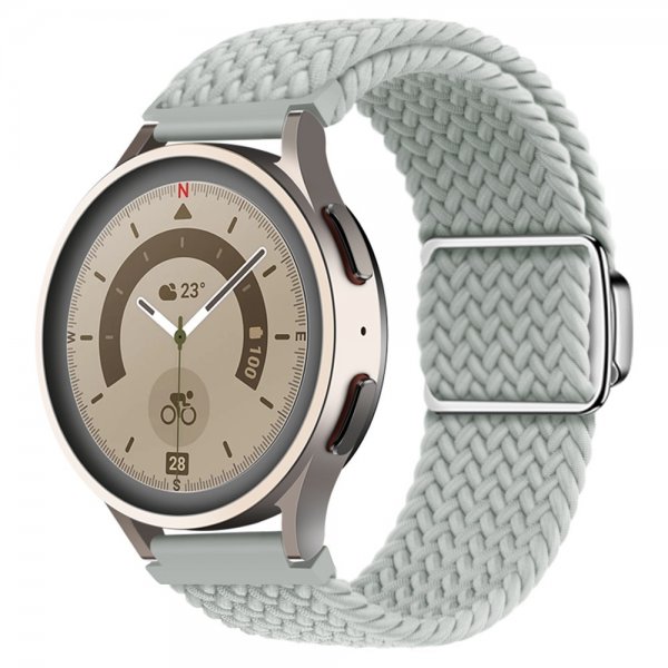 Samsung Galaxy Watch 20 mm Urrem Flettet Nylon Lysegrå