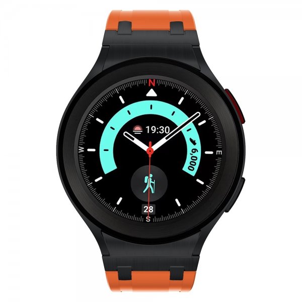 Samsung Galaxy Watch 20 mm Silikone Rem Sort Spænde Orange
