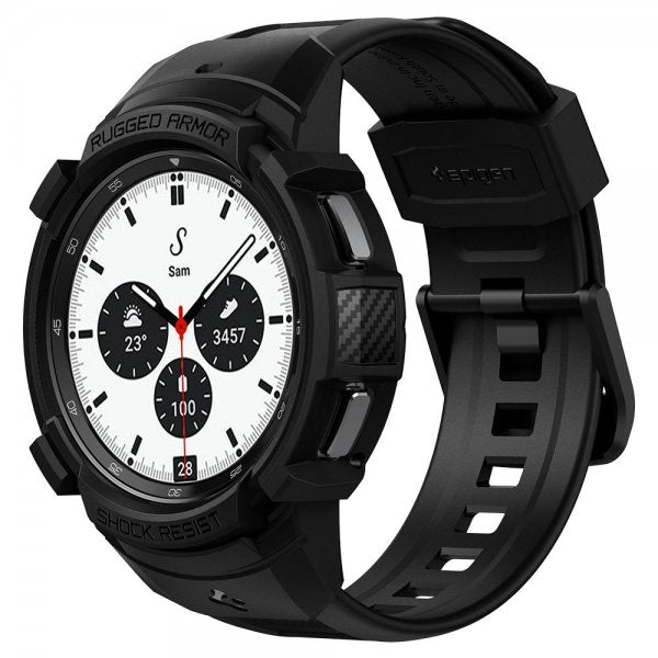 Spigen Samsung Galaxy Watch 4 Classic 42 mm cover med rem Rugged Armor Pro Sort
