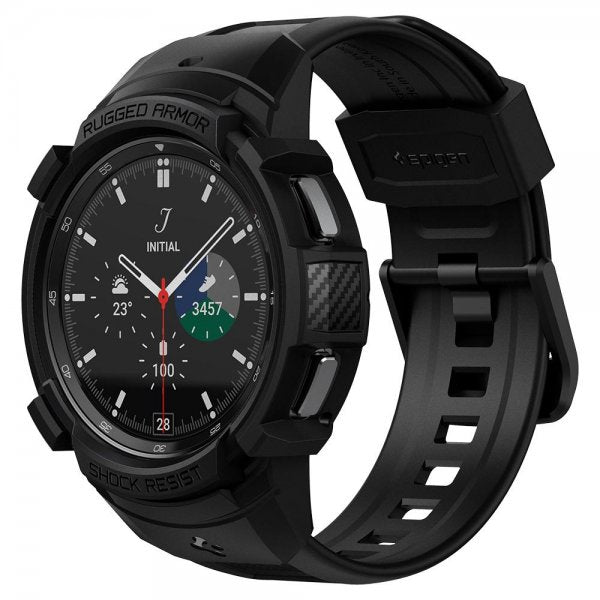 Spigen Samsung Galaxy Watch 4 Classic 46mm Cover med rem Rugged Armor Pro Sort