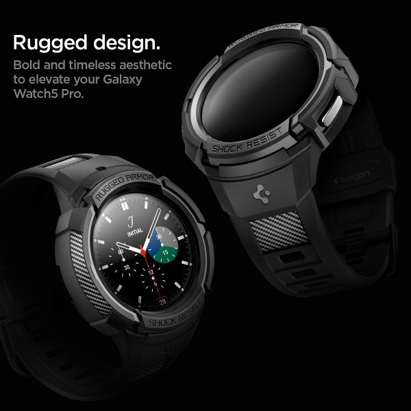 Spigen Samsung Galaxy Watch 5 Pro 45mm Cover og Rem Rugged Armor Pro Sort
