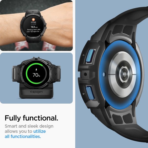 Spigen Samsung Galaxy Watch 6 40mm Urkasse og Rem Rugged Armor Pro Sort