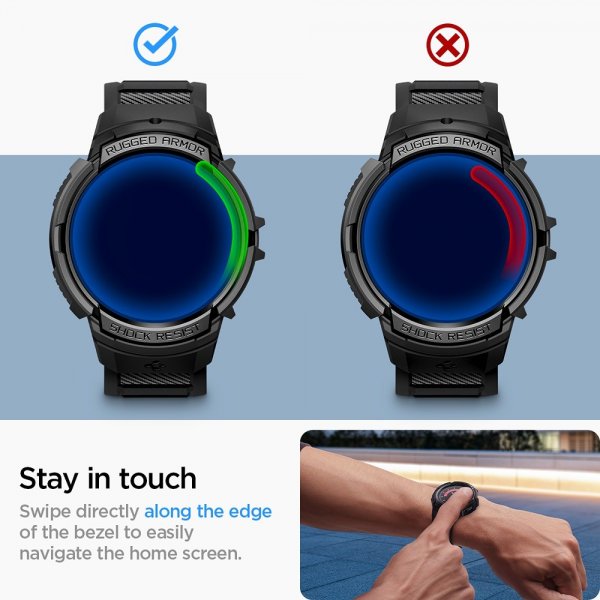 Spigen Samsung Galaxy Watch 6 40mm Urkasse og Rem Rugged Armor Pro Sort