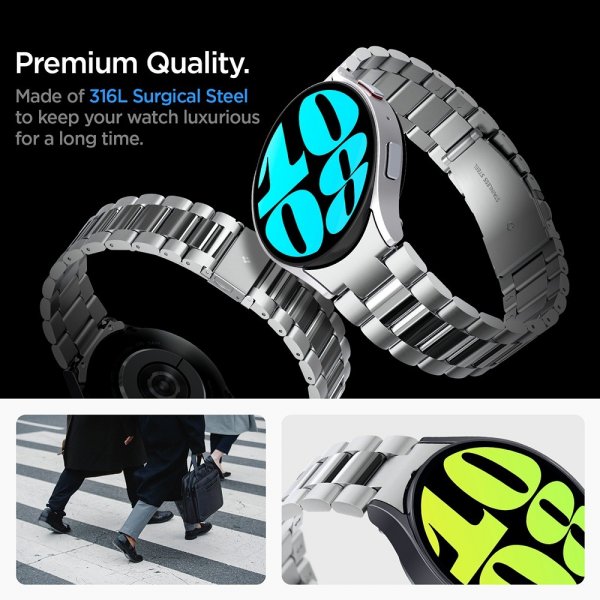 Spigen Samsung Galaxy Watch 6 44mm Armbånd Modern Fit 316L Sølv