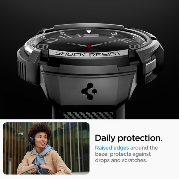 Spigen Samsung Galaxy Watch 6 Classic 47mm Skal og Armbånd Rugged Armor Pro Sort