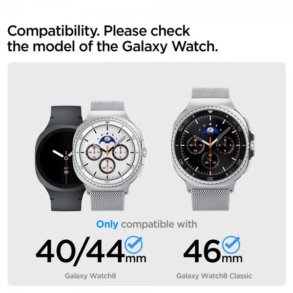 Spigen Samsung Galaxy Watch 8 40/44mm/Classic 46mm Rem Metal Fit Sølv