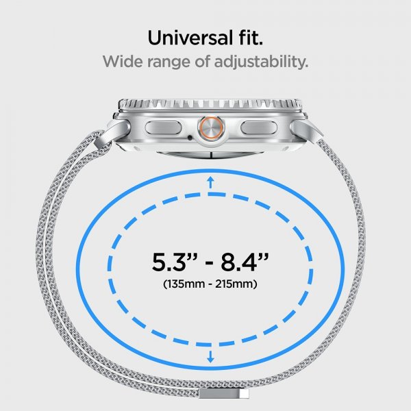Spigen Samsung Galaxy Watch 8 40/44mm/Classic 46mm Rem Metal Fit Sølv