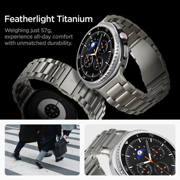 Spigen Samsung Galaxy Watch 8 40/44mm/Classic 46mm Armbånd Modern Fit Titanium Natural Titanium