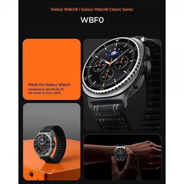 Spigen Samsung Galaxy Watch 8 40/44mm/Classic 46mm Armbånd WBF0 Sort
