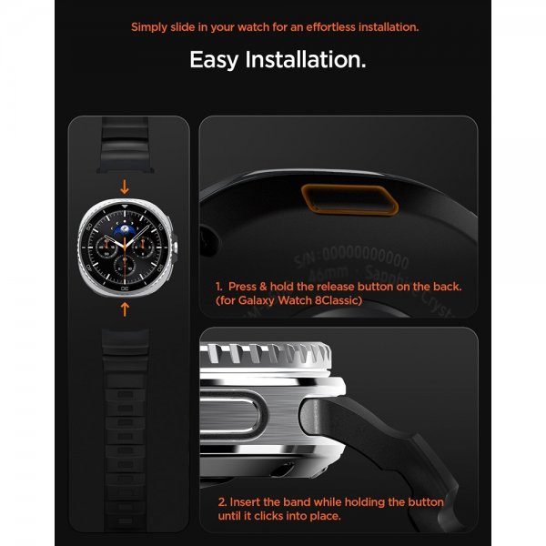 Spigen Samsung Galaxy Watch 8 40/44mm/Classic 46mm Rem WBS2 Sort