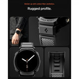 Spigen Samsung Galaxy Watch 8 44mm Armbånd og Cover Rugged Armor Pro Mat Sort