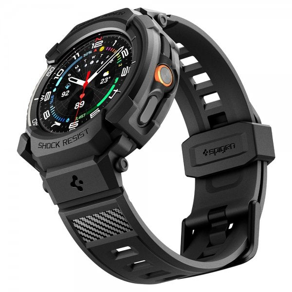 Spigen Samsung Galaxy Watch 8 Classic 46mm Armbånd og Cover Rugged Armor Pro Mat Sort