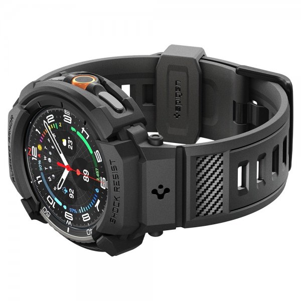 Spigen Samsung Galaxy Watch 8 Classic 46mm Armbånd og Cover Rugged Armor Pro Mat Sort