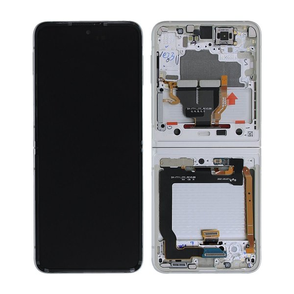 Samsung Galaxy Z Flip 3 5G 2021 (F711) Skærm med LCD Display Original - Creme