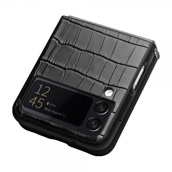 Qialino Samsung Galaxy Z Flip 4 Cover Krokodillemønster Sort