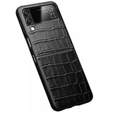 Qialino Samsung Galaxy Z Flip 4 Cover Krokodillemønster Sort