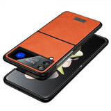 Samsung Galaxy Z Flip 4 Cover Lædertekstur Orange