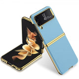 GKK Samsung Galaxy Z Flip 4 Cover Litchi Mønster Belagt Kant Blå
