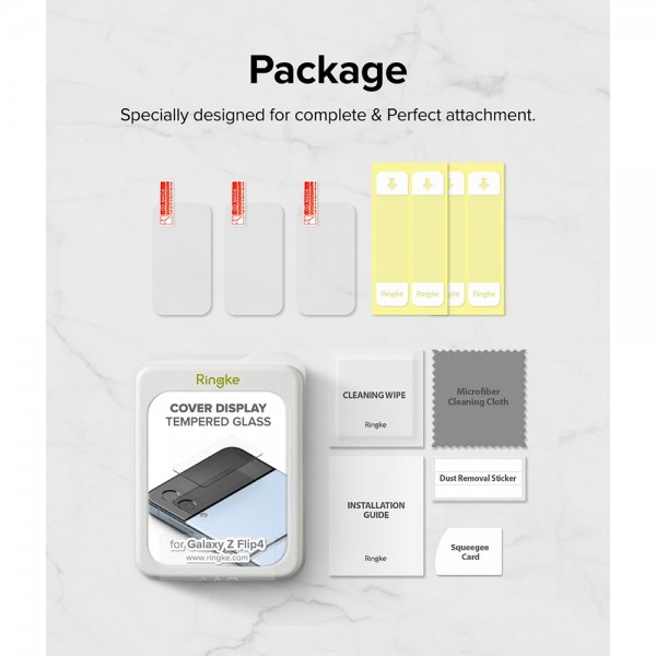 Ringke Samsung Galaxy Z Flip 4 Skærmbeskyttelse Cover Display Protector Glass 3-pak