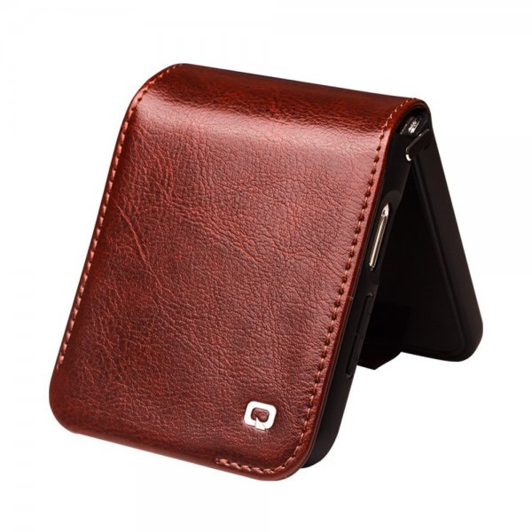 Qialino Samsung Galaxy Z Flip 5 Etui Ægte Læder Mørkebrun