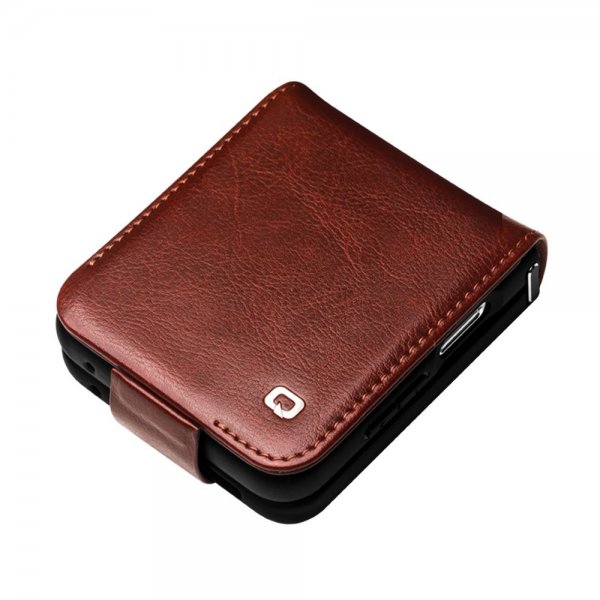 Qialino Samsung Galaxy Z Flip 5 Etui Ægte Læder Mørkebrun