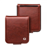 Qialino Samsung Galaxy Z Flip 5 Etui Ægte Læder Mørkebrun