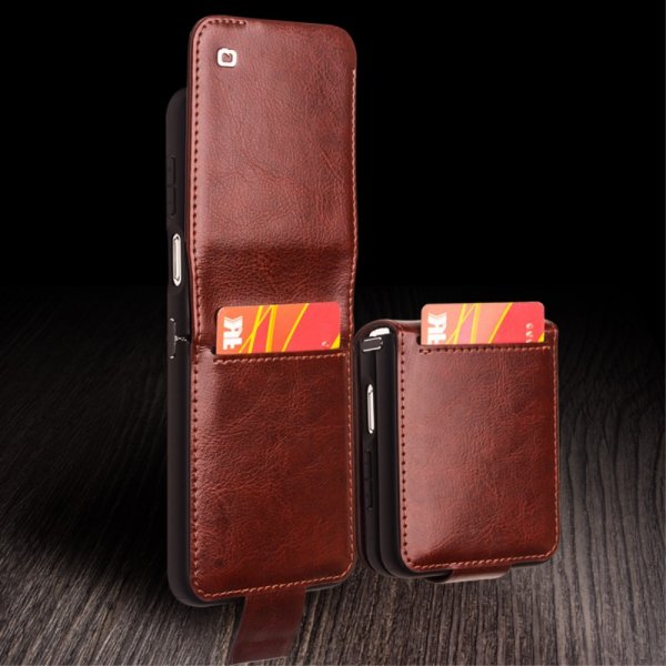 Qialino Samsung Galaxy Z Flip 5 Etui Ægte Læder Mørkebrun