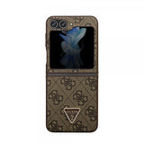 Guess Samsung Galaxy Z Flip 5 Cover 4G Metal Triangle Rhinsten Brun