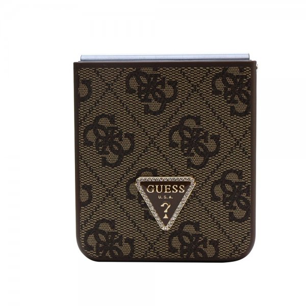 Guess Samsung Galaxy Z Flip 5 Cover 4G Metal Triangle Rhinsten Brun