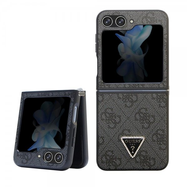 Guess Samsung Galaxy Z Flip 5 Skal 4G Metal Triangle Strass Sort