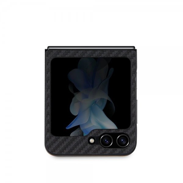 BMW Samsung Galaxy Z Flip 5 Cover Carbon Effect Metal Logo Sort