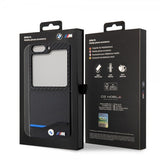 BMW Samsung Galaxy Z Flip 5 Cover Carbon Effect Metal Logo Sort