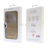 Guess Samsung Galaxy Z Flip 5 Cover Glitter Flakes Metal Logo Guld