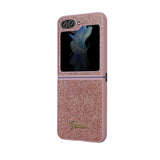 Guess Samsung Galaxy Z Flip 5 Cover Glitter Flakes Metal Logo Rosa