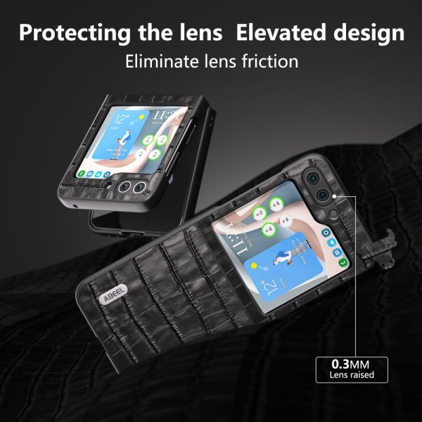 ABEEL Samsung Galaxy Z Flip 5 Cover Krokodillemønster Sort