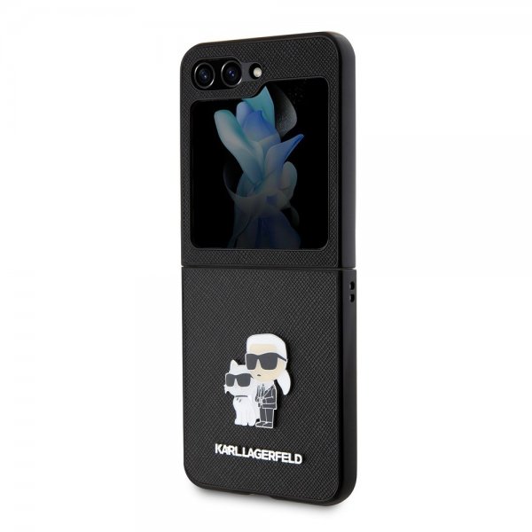 Karl Lagerfeld Samsung Galaxy Z Flip 5 Cover NFT Karl & Choupette Pin Saffiano Sort