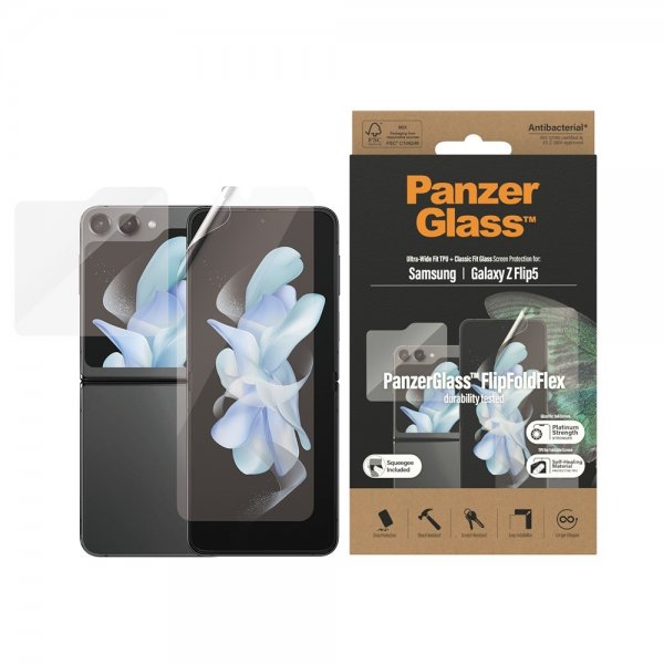 PanzerGlass Samsung Galaxy Z Flip 5 Skærmbeskyttelse FlipFoldFlex Ultra-Wide Fit TPU + Classic Fit Glas