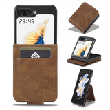 Lc.Imeeke Samsung Galaxy Z Flip 6/Flip 7 FE Cover med Kortlomme Flip Mørkebrun
