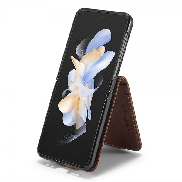 Lc.Imeeke Samsung Galaxy Z Flip 6/Flip 7 FE Cover med Kortlomme Flip Mørkebrun