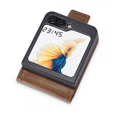 Lc.Imeeke Samsung Galaxy Z Flip 6/Flip 7 FE Cover med Kortlomme Flip Mørkebrun
