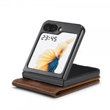 Lc.Imeeke Samsung Galaxy Z Flip 6/Flip 7 FE Cover med Kortlomme Flip Mørkebrun